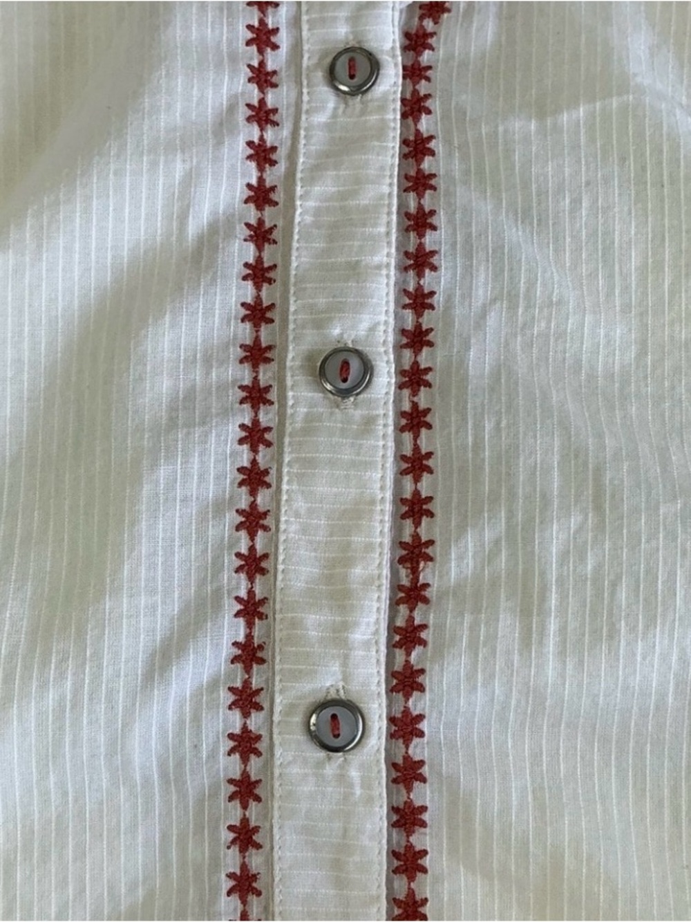HOLDING HORSES Cream Button-Down Blouse with Rust Embroidery - Picture 6 of 7